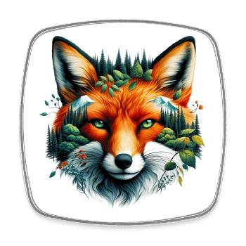 Renard - Magnet carré - blanc - Devant