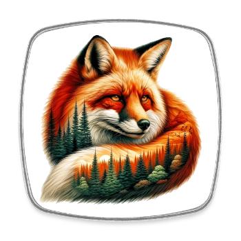 Renard - Magnet carré - blanc - Devant