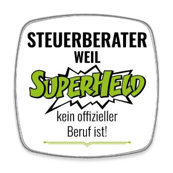 ELSTERJAGD "Steuerberater Superheld" - Viereckiger Kühlschrankmagnet - Weiß - Vorne