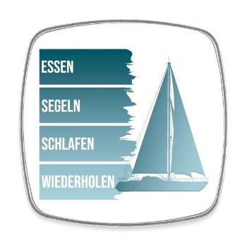 Essen - Segeln - Schlafen - Wiederholen - Viereckiger Kühlschrankmagnet - Weiß - Vorne