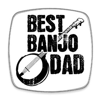 Papa joueur de banjo - Magnet carré - blanc - Devant