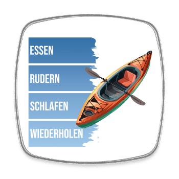 Essen - Rudern - Schlafen - Wiederholen - Viereckiger Kühlschrankmagnet - Weiß - Vorne