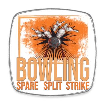 Bowling - Spare - Split - Strike - Viereckiger Kühlschrankmagnet - Weiß - Vorne