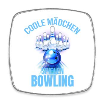 Coole Mädchen spielen Bowling - Viereckiger Kühlschrankmagnet - Weiß - Vorne