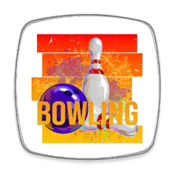Bowling - Viereckiger Kühlschrankmagnet - Weiß - Vorne
