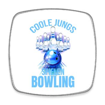 Coole Jungs spielen Bowling - Viereckiger Kühlschrankmagnet - Weiß - Vorne