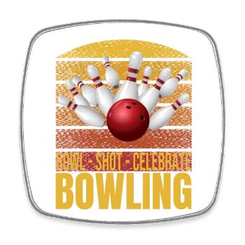 Bowl - Shot -Celebrate - Bowling - Viereckiger Kühlschrankmagnet - Weiß - Vorne