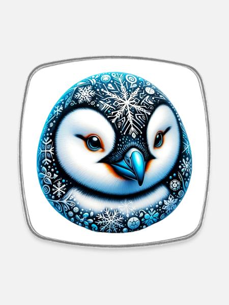 Pingouin flocon de neige flocons de neige - Magnet carré - blanc