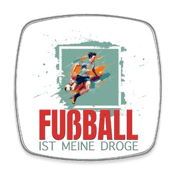 Fußball ist meine Droge - Viereckiger Kühlschrankmagnet - Weiß - Vorne