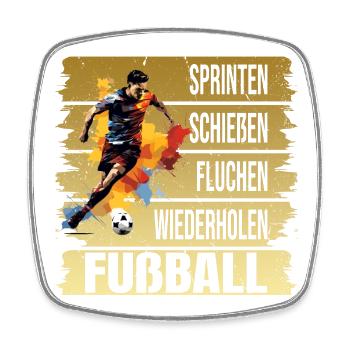 Sprinten - Schießen - Fluchen - Nochmal - Fußball - Viereckiger Kühlschrankmagnet - Weiß - Vorne