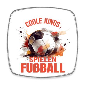 Coole Jungs spielen Fußball - Viereckiger Kühlschrankmagnet - Weiß - Vorne