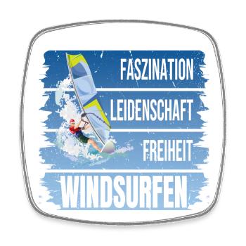 Faszination - Leidenschaft - Freiheit - Windsurfen - Viereckiger Kühlschrankmagnet - Weiß - Vorne