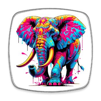 Elefant - Viereckiger Kühlschrankmagnet - Weiß - Vorne
