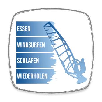 Essen - Windsurfen - Schlafen - Wiederholen - Viereckiger Kühlschrankmagnet - Weiß - Vorne