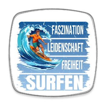 Faszination - Leidenschaft - Freiheit - Surfen - Viereckiger Kühlschrankmagnet - Weiß - Vorne