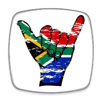 Drapeau de l’Afrique du Sud Symbole de surf utilisé - Magnet carré - blanc - Devant