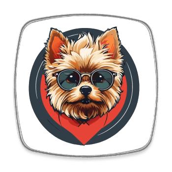 Cooler Yorkie Yorkshire Terrier mit Sonnenbrille - Viereckiger Kühlschrankmagnet - Weiß - Vorne