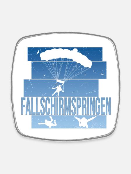 Fallschirmspringen - Viereckiger Kühlschrankmagnet - Weiß