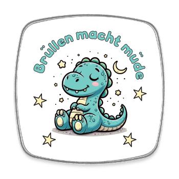 Süßes Dino Schlafshirt für Kid - Viereckiger Kühlschrankmagnet - Weiß - Vorne