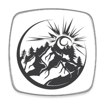 Berge outdoor Natur Wald Landschaft Grafik Logo - Viereckiger Kühlschrankmagnet - Weiß - Vorne