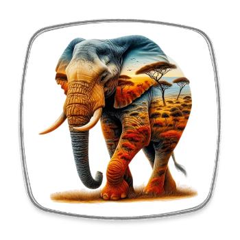 Elefant - Viereckiger Kühlschrankmagnet - Weiß - Vorne