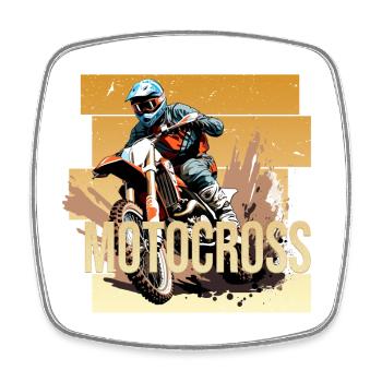 Motocross - Viereckiger Kühlschrankmagnet - Weiß - Vorne