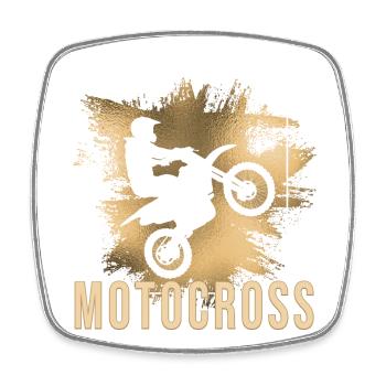 Motocross - Viereckiger Kühlschrankmagnet - Weiß - Vorne