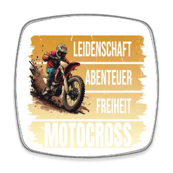 Leidenschaft - Abenteuer - Freiheit - Motocross - Viereckiger Kühlschrankmagnet - Weiß - Vorne