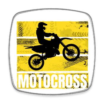 Motocross - Viereckiger Kühlschrankmagnet - Weiß - Vorne