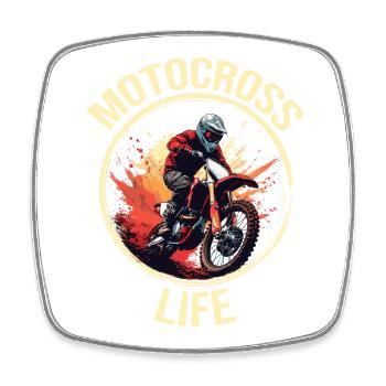 Motocross Life - Viereckiger Kühlschrankmagnet - Weiß - Vorne