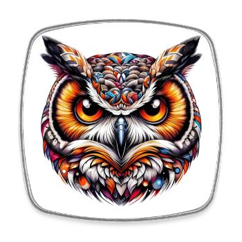 Hibou - Magnet carré - blanc - Devant