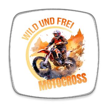 Wild und Frei - Motocross - Viereckiger Kühlschrankmagnet - Weiß - Vorne