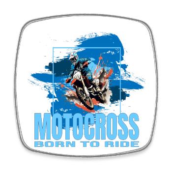 Born to Ride - Motocross - Viereckiger Kühlschrankmagnet - Weiß - Vorne