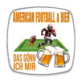 American Football & Bier - Das gönn ich mir - Viereckiger Kühlschrankmagnet - Weiß - Vorne