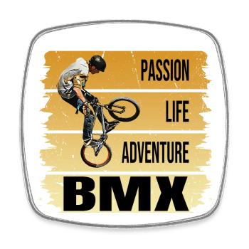 Passion - Life - Adventure - BMX - Viereckiger Kühlschrankmagnet - Weiß - Vorne