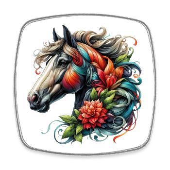 Cheval - Magnet carré - blanc - Devant