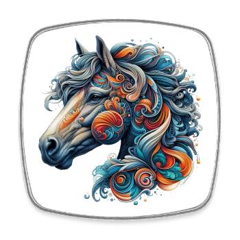 Cheval - Magnet carré - blanc - Devant
