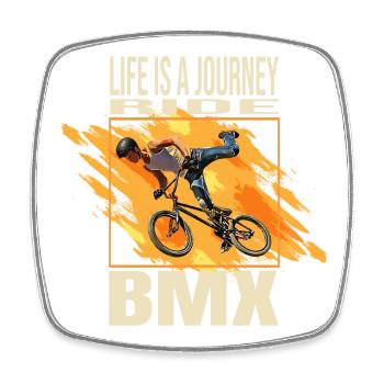 Life is a journey - Ride BMX - Viereckiger Kühlschrankmagnet - Weiß - Vorne