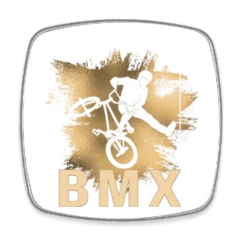 BMX - Viereckiger Kühlschrankmagnet - Weiß - Vorne