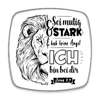 Joshua 1:9 - Be brave and strong - Square fridge magnet - white - Front