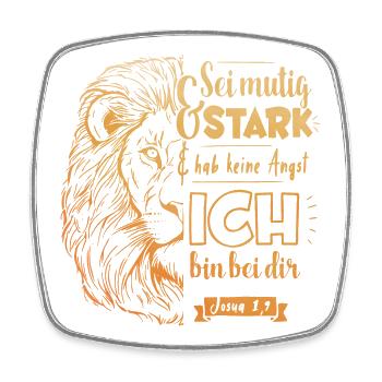 Joshua 1:9 - Be brave and strong - Square fridge magnet - white - Front