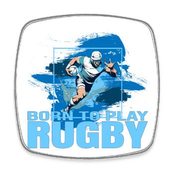 Born to play Rugby - Viereckiger Kühlschrankmagnet - Weiß - Vorne