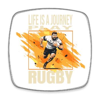Life is a journey - Play Rugby - Viereckiger Kühlschrankmagnet - Weiß - Vorne