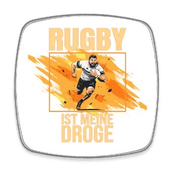 Rugby ist meine Droge - Viereckiger Kühlschrankmagnet - Weiß - Vorne