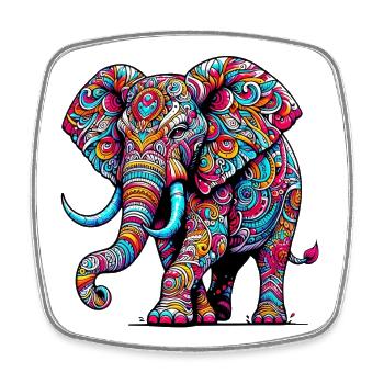 Elefant - Viereckiger Kühlschrankmagnet - Weiß - Vorne