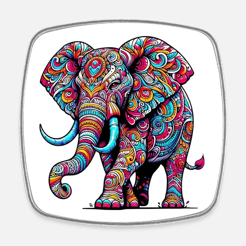 Éléphant - Magnet carré - blanc