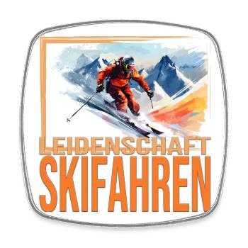 Leidenschaft Skifahren - Viereckiger Kühlschrankmagnet - Weiß - Vorne