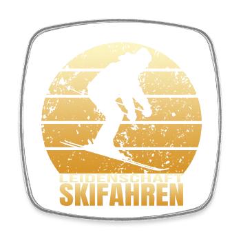 Leidenschaft Skifahren - Viereckiger Kühlschrankmagnet - Weiß - Vorne