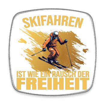 Skifahren ist wie ein Rausch der Freiheit - Viereckiger Kühlschrankmagnet - Weiß - Vorne