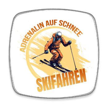 Adrenalin auf Schnee - Skifahren - Viereckiger Kühlschrankmagnet - Weiß - Vorne
